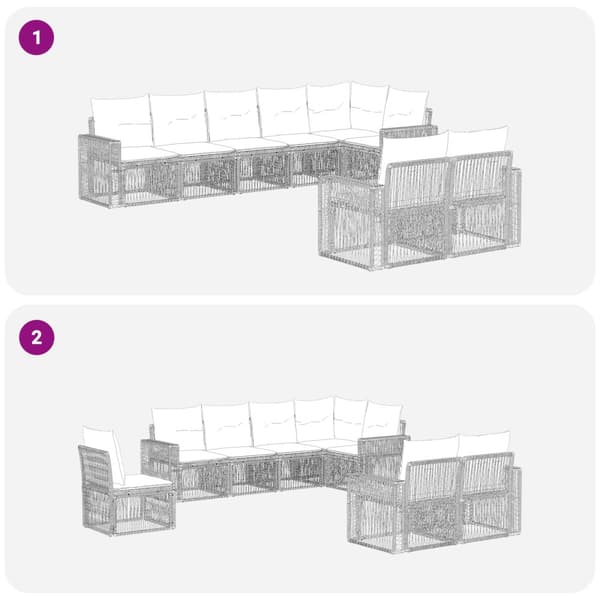 Trädgårdsoffset 8 pcs Grå och mörkgrå konstrotting