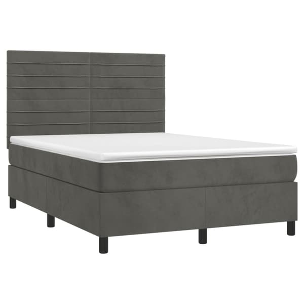 Ramsäng med madrass mörkgrå 140x190 cm sammet