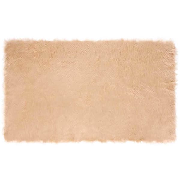 Fuskfäll matta TAFALLA Beige 100 x 200 cm Polyester