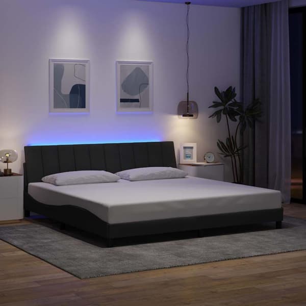 Bed Frame without Mattress "Hanko" Dark Grey 200x200cm Fabric