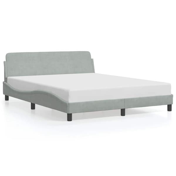 Bed Frame "Dover" Light Grey 152x203 cm Velvet