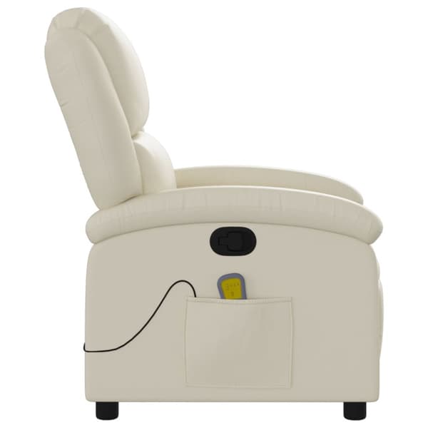 Massagefåtölj krämfärgad konstläder