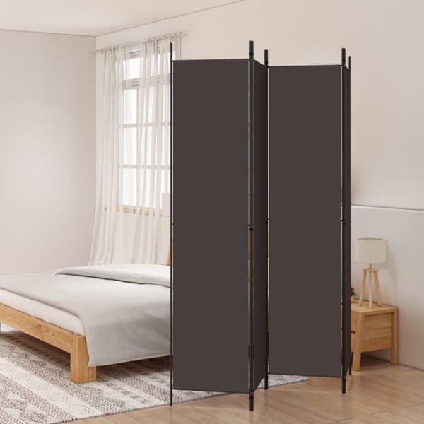 Rumsavdelare 4 paneler brun 200x220 cm tyg