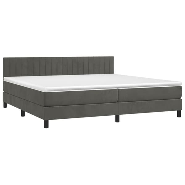 Ramsäng med madrass mörkgrå 200x200 cm sammet