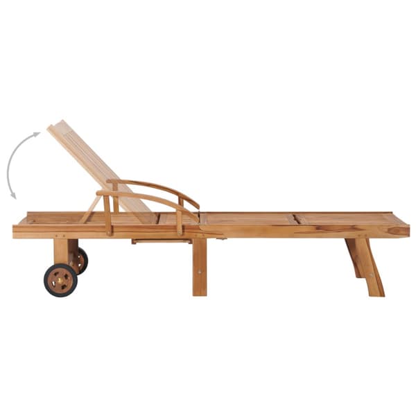 Solsäng med blå dyna massiv teak