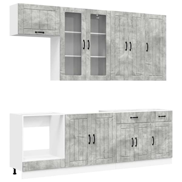 Köksenhet LUCCA 8 pcs Betonggrå Konstruerat trä