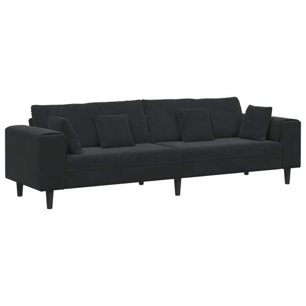 Soffa Svart 250 x 77 x 76 cm Sammet