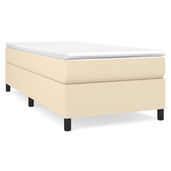 Boxspring-sängram cremefärgad 90x200 cm tyg