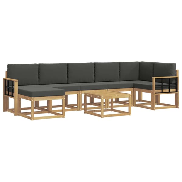 Utomhussoffset med kudde 8 pcs Vit och antracit Polyester