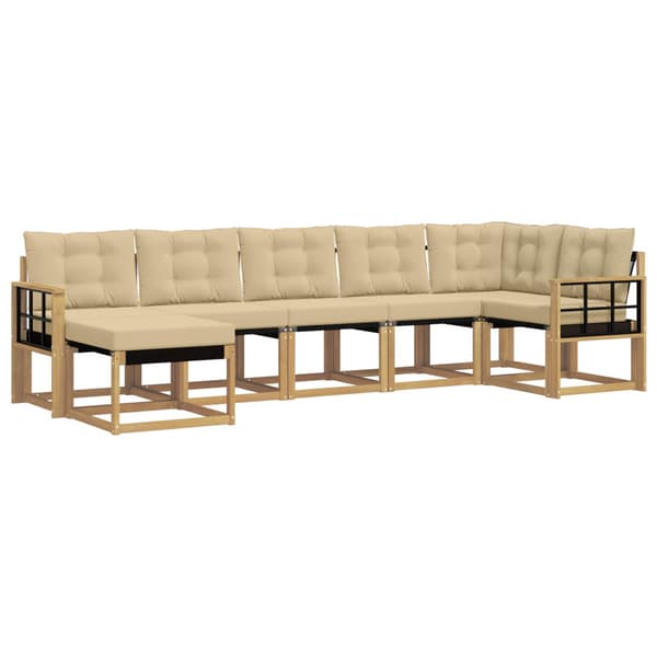 Utomhussoffset med kudde 7 pcs Vit och Beige