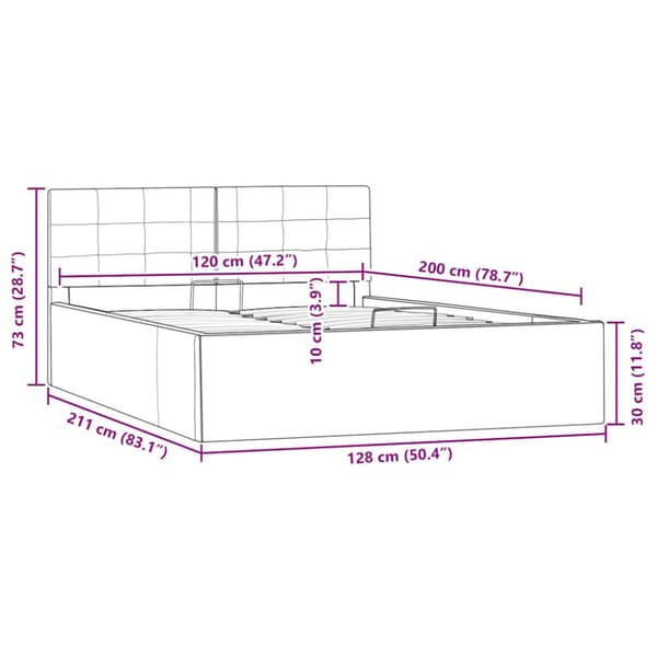 Sängram hydraulisk förvaring grå konstläder 120x200 cm