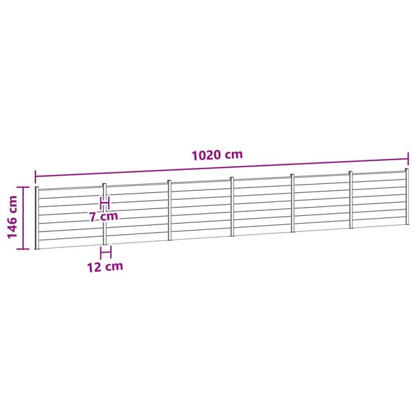 Stängselpanel 6 pcs WPC och aluminium Brun