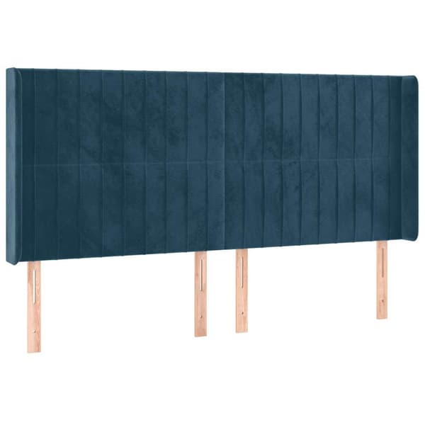 Sänggavel LED blå 163x16x118/128 cm sammet