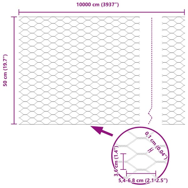 Hexagonstängsel Grön 0,5 x 100 m PVC