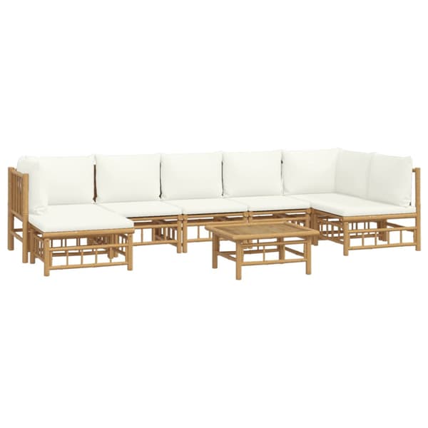 Loungegrupp 8 delar gräddvita dynor bambu