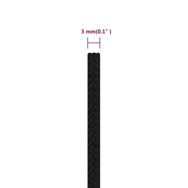Rep svart 3 mm 50 m polyester