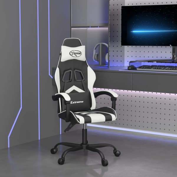 Gamingstol svart och vit konstläder