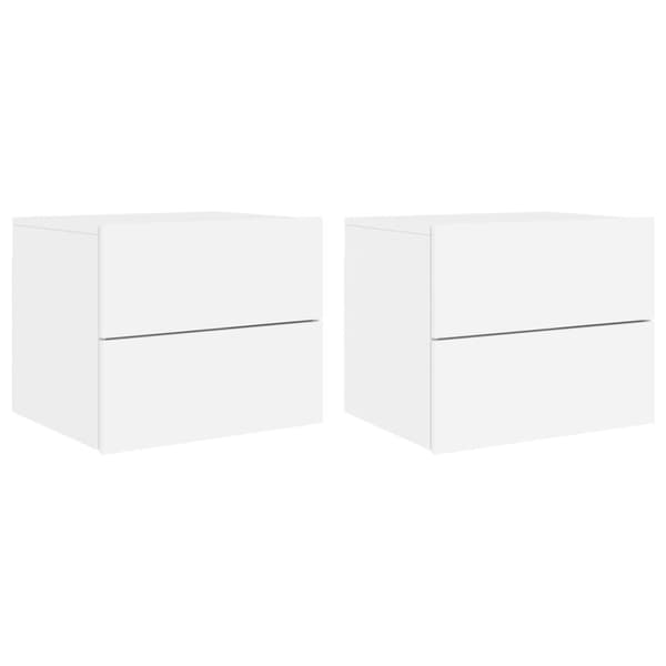 Väggmonterade sängbord med LED-lampor 2 st vit