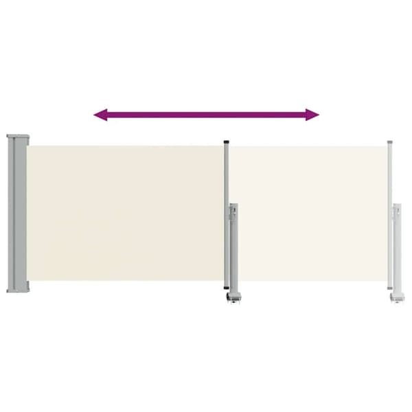 Infällbar sidomarkis 100 x 300 cm gräddvit