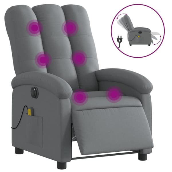 Elektrisk massagefåtölj mörkgrå tyg