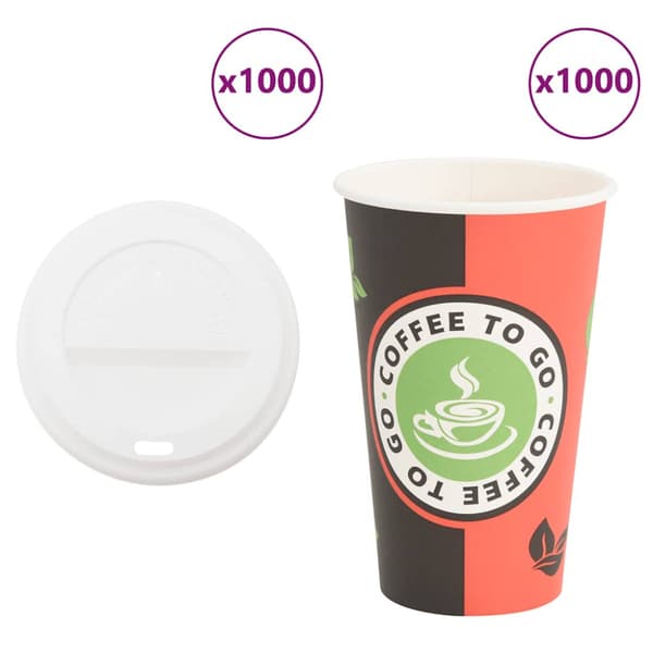 Kaffekoppar i papper med lock 1000 st 16oz 400ml