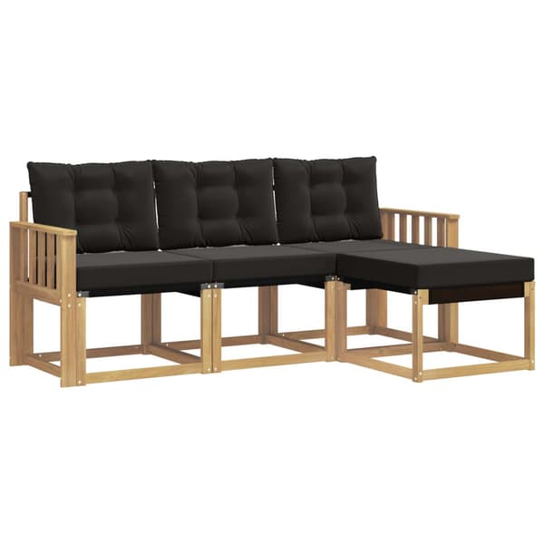 Utomhussoffset med kudde 4 pcs Vit och svart