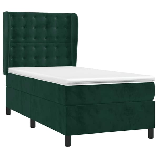 Ramsäng med madrass mörkgrön 100x200 cm sammet