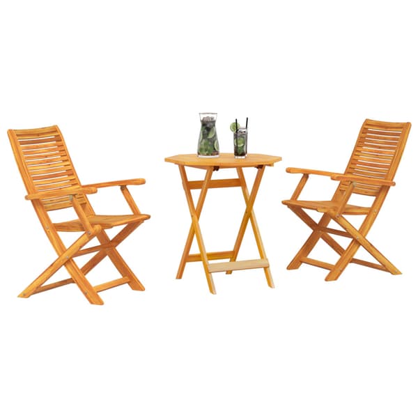 Fällbart bistroset 3 pcs Brun Massivt Akaciaträ