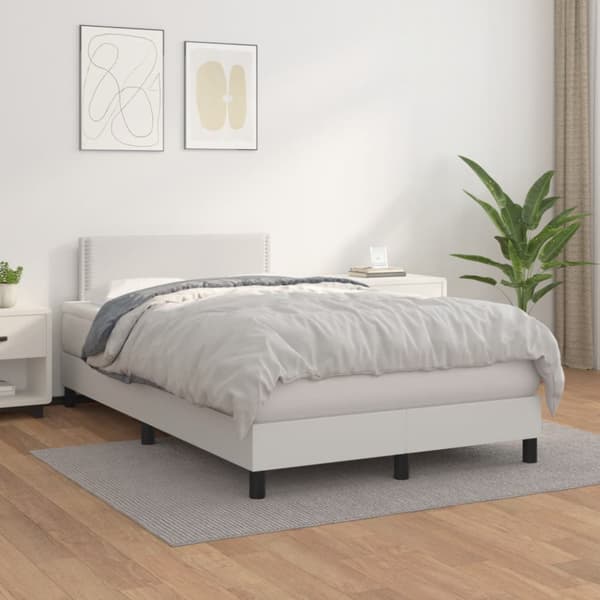 Ramsäng med madrass vit 120x190 cm konstläder