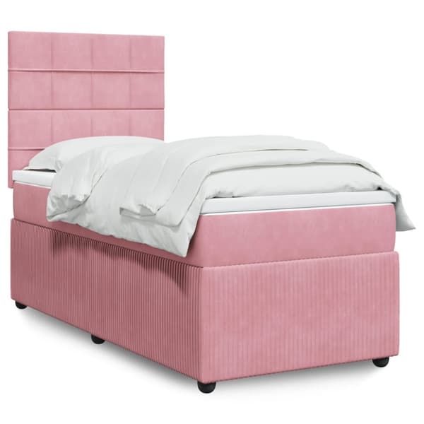 Ramsäng med madrass rosa 100x200 cm sammet