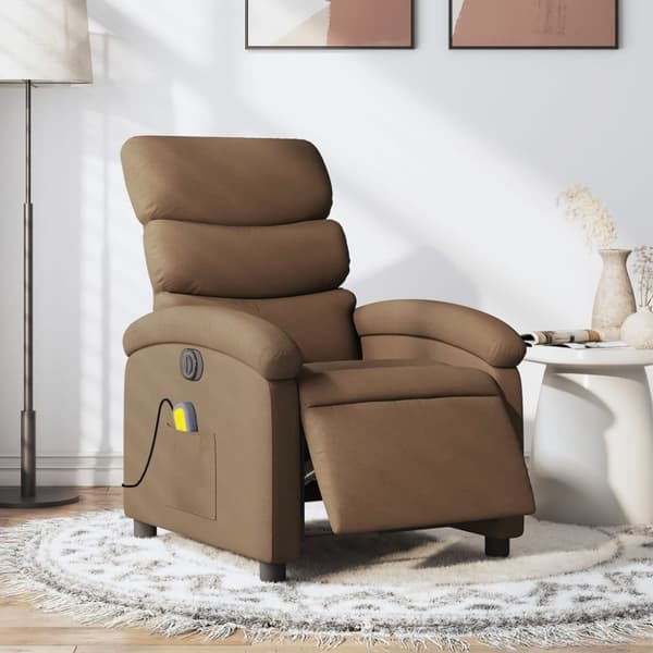 Elektrisk massagefåtölj brun tyg