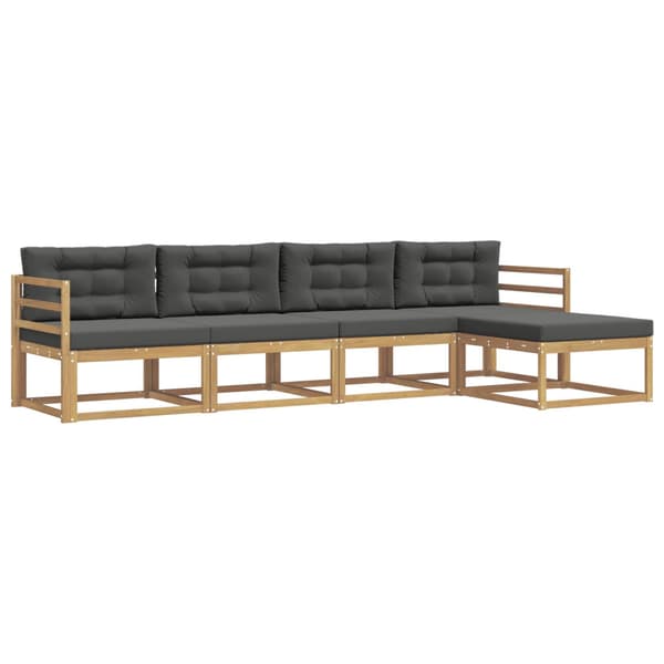 Utomhussoffset med kudde 4 pcs Vit och antracit Polyester