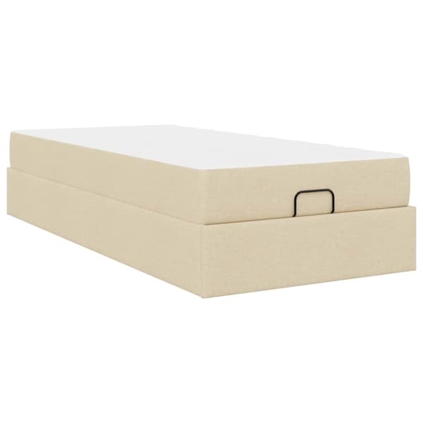 Sängram med madrass 2 pcs Kräm tyg