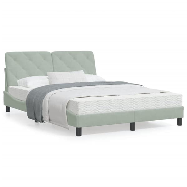 Bed Frame with LED without Mattress Light Grey 140x190 cm Velvet
