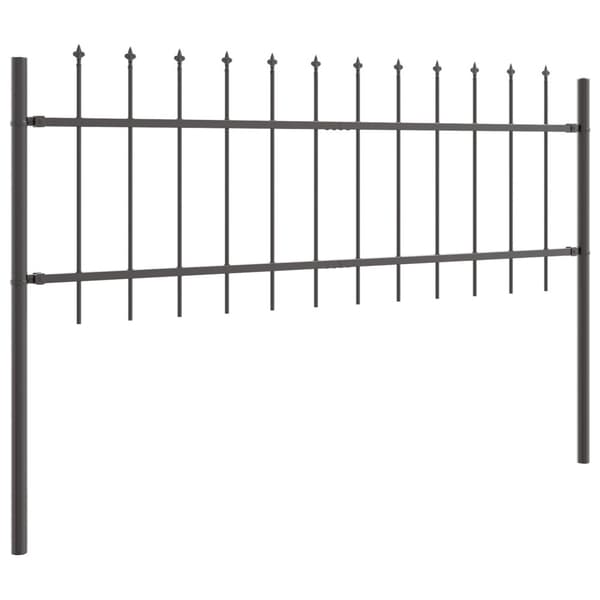 Trädgårdsstängsel 6 pcs Grå 10,2 x 0,6 m Pulverlackerad stål