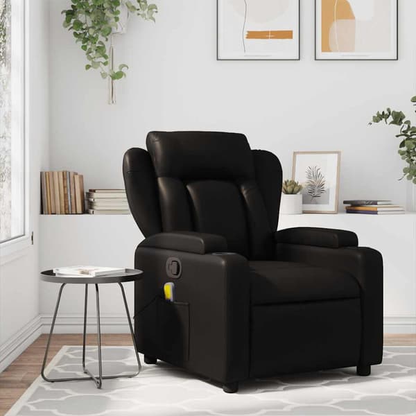 Massagefåtölj svart konstläder