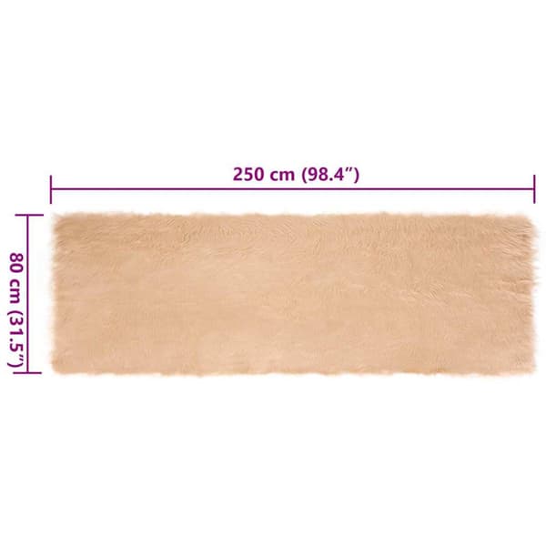 Fuskfäll matta TAFALLA Beige 80 x 250 cm Polyester