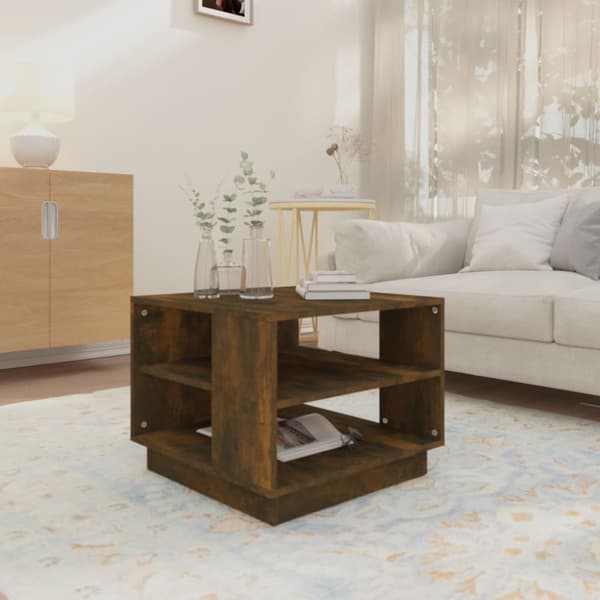 Soffbord rökfärgad ek 55x55x43 cm konstruerat trä