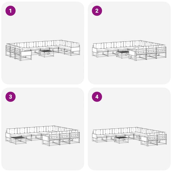 Utomhussoffset med kudde 11 pcs Naturlig och ljusgrå