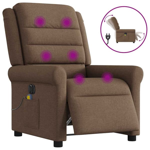 Elektrisk massagefåtölj brun tyg