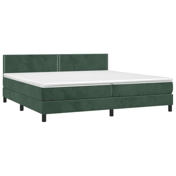 Ramsäng med madrass mörkgrön 200x200 cm sammet