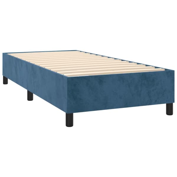 Boxspring-sängram mörkblå 90x200 cm sammet