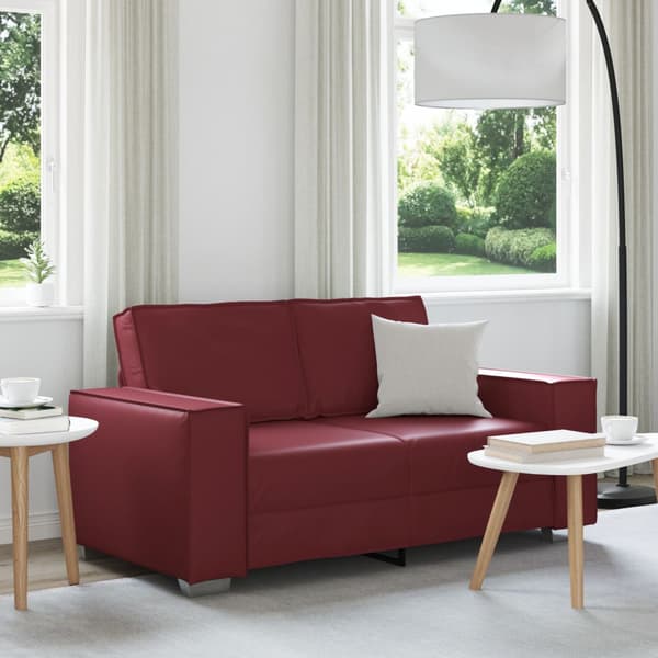 Tvåsitssoffa Vinröd 160 cm Konstläder
