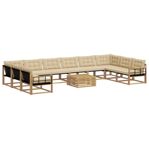 Utomhussoffset med kudde 11 pcs Vit och Beige