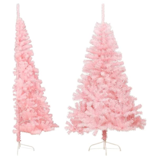 Halv plastgran med stativ rosa 150 cm PVC