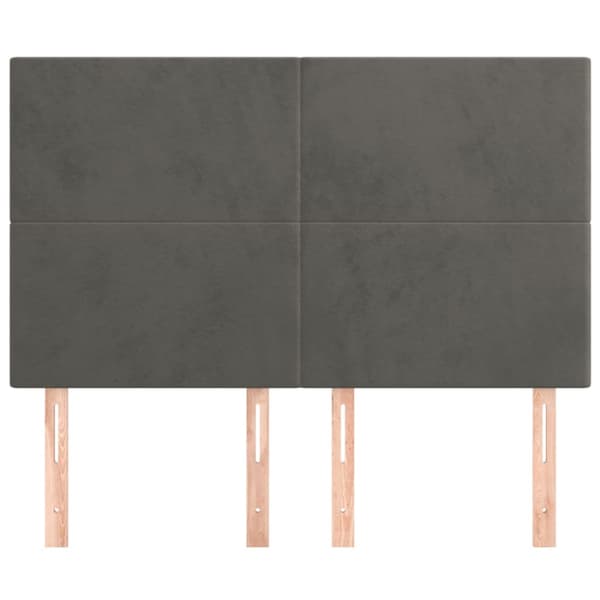 Sänggavel mörkgrå 144x5x118/128 cm sammet