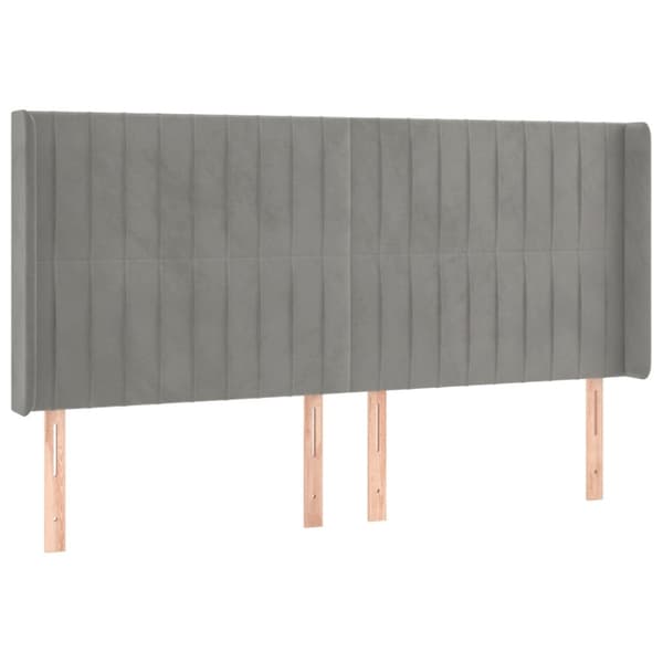 Ramsäng med madrass & LED ljusgrå 200x200 cm sammet