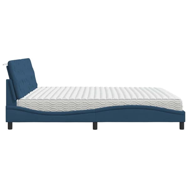 Bed with Mattress Blue 200x200 cm Fabric