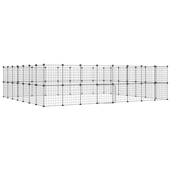 Hundgård svart 60 paneler 35x35 cm stål