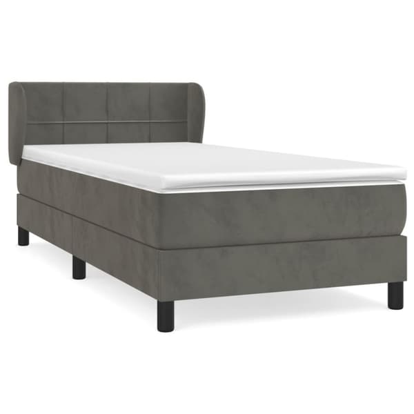 Ramsäng med madrass mörkgrå 90x200 cm sammet